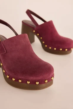 Slowlove Zueco tacón serraje Vino